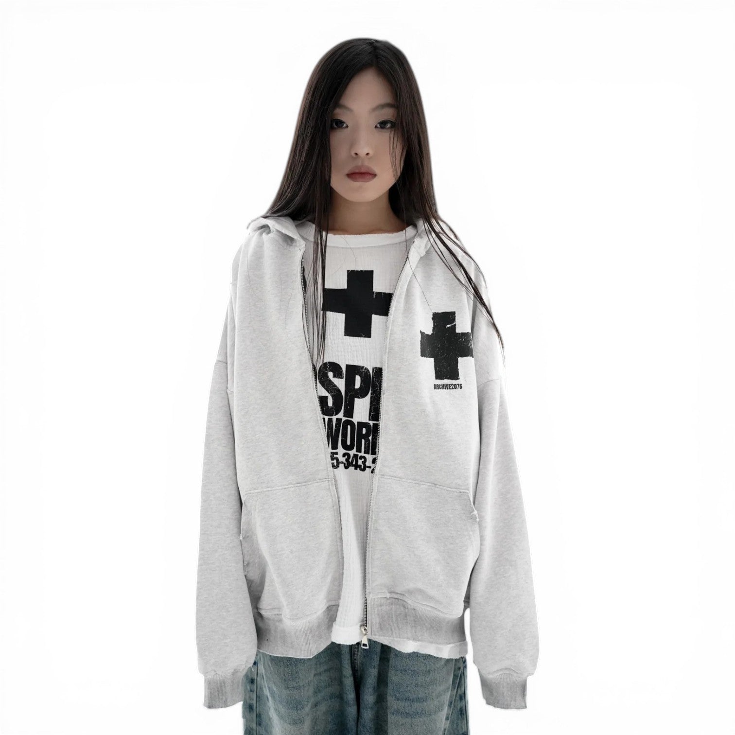 ARCHIVE ZIP-HOODIE GRAY